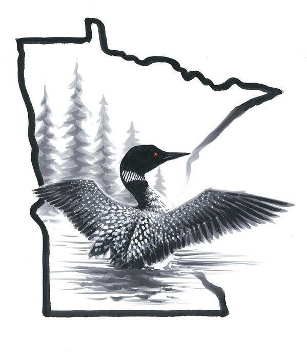 Minnesota Loon Poster featuring the painting Minnesota Loon by Chuck Black