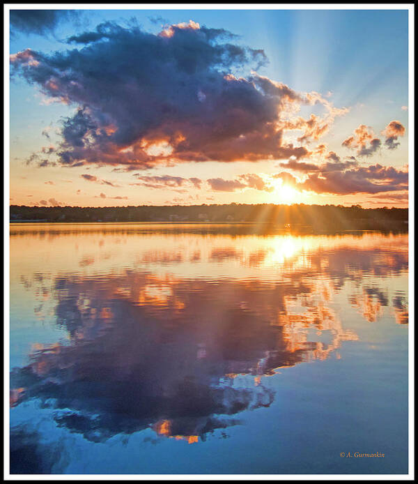 Crepuscular Rays Poster featuring the photograph Mountain Lake Sunset, Crepuscular Rays by A Macarthur Gurmankin