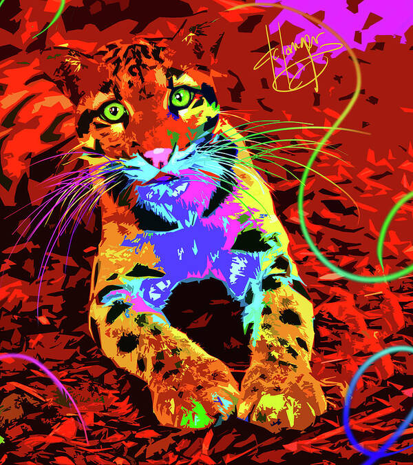 Leopard Poster featuring the painting pOpCat Baby Leo by DC Langer