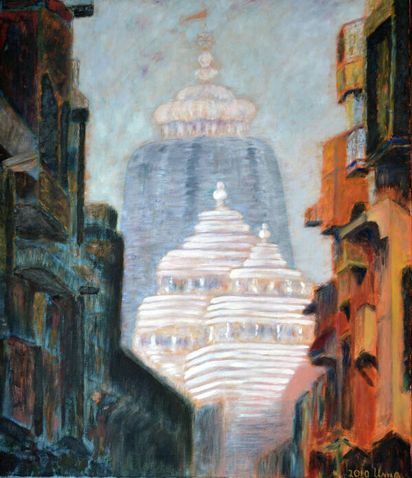 Puri Jagannath Temple Poster featuring the painting Puri Jagannath temple by Uma Krishnamoorthy
