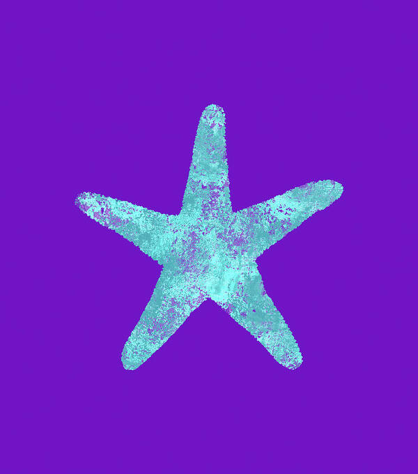Sponge Sea Star Aqua Poster featuring the digital art Sponge Sea Star Aqua by Tina Lavoie