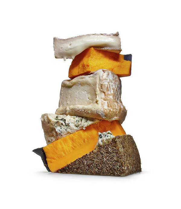 Orange Color Poster featuring the photograph Stack Of Cheeses by Lew Robertson