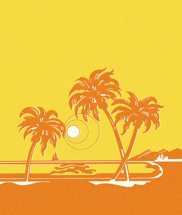Beach Poster featuring the drawing Sunny Tropical Scene by CSA Images