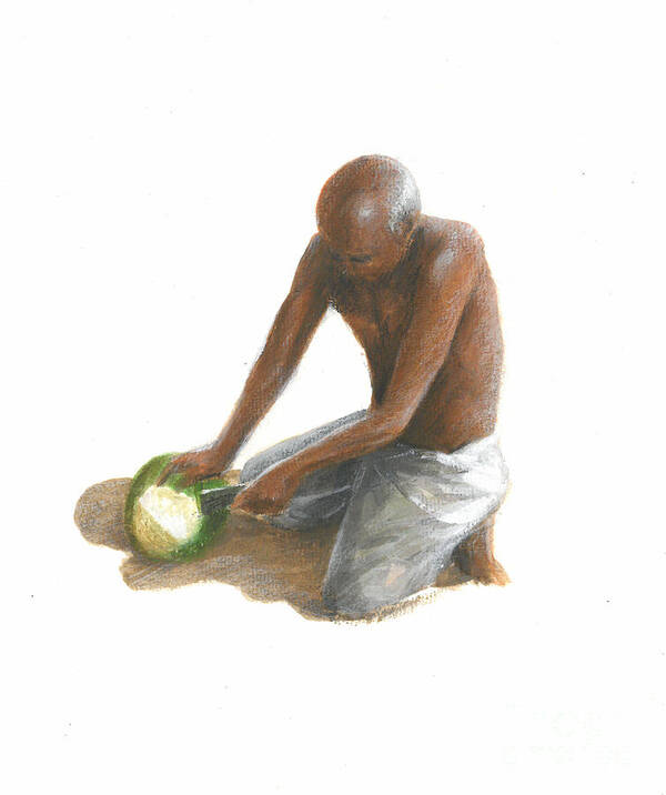 Contemporary Art Poster featuring the painting The Coconut Man, 2015 by Lincoln Seligman