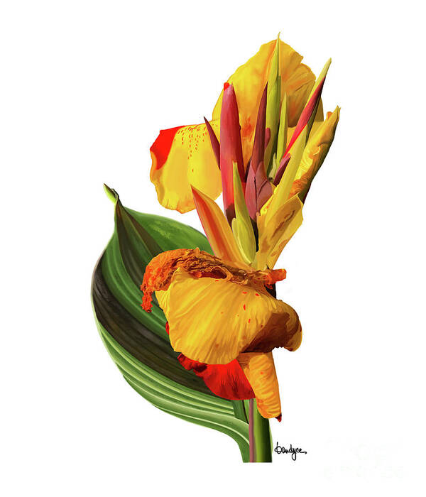 Tropical Bouquet Poster featuring the digital art Tropical Bouquet-Flower One by Kandyce Waltensperger