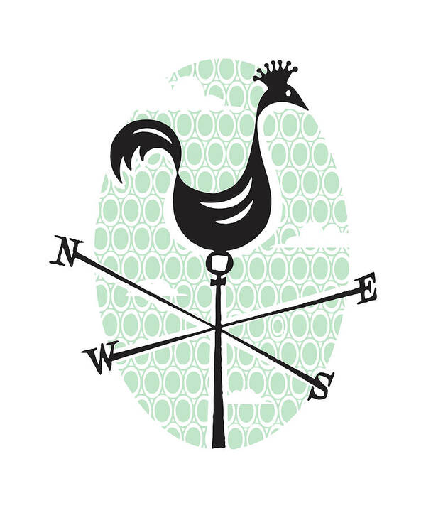 Agriculture Poster featuring the drawing Weathervane with Rooster by CSA Images
