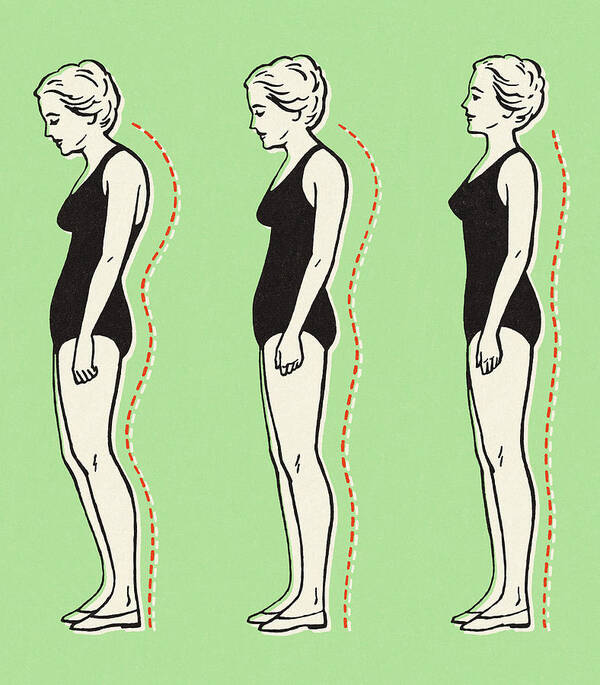 Adult Poster featuring the drawing Woman Standing With Better Posture by CSA Images