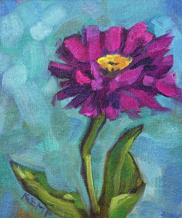 Red Poster featuring the painting Zinnia Love by Tara D Kemp