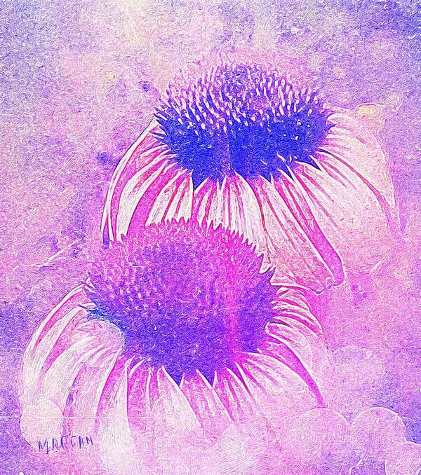 Coneflowers Poster featuring the digital art Coneflowers #1 by Mariam Bazzi