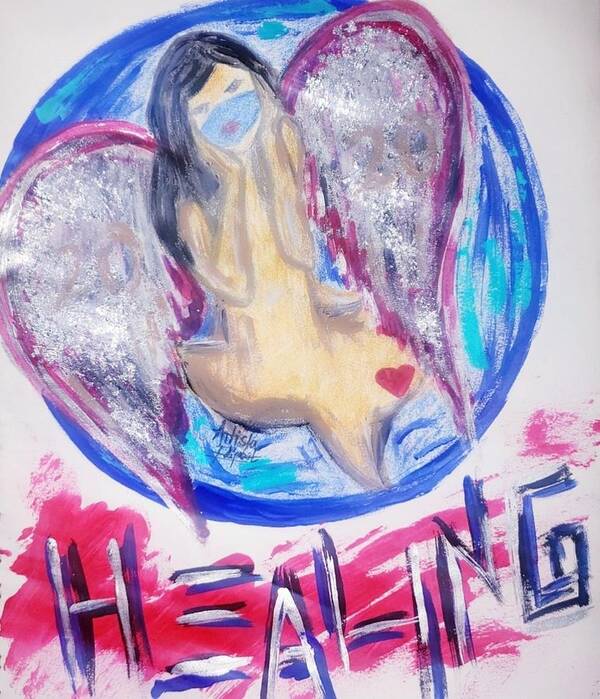Angel Poster featuring the drawing Healing #1 by Artista Elisabet