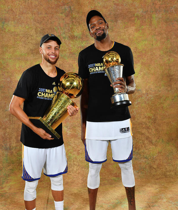Stephen Curry Poster featuring the photograph Stephen Curry and Kevin Durant by Jesse D. Garrabrant