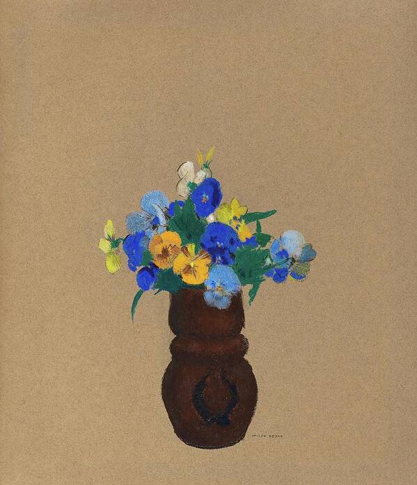 Pansies Poster featuring the painting Pansies #7 by Odilon Redon