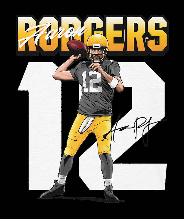 Football Poster featuring the digital art Aaron Rodgers Name Number by Kelvin Kent