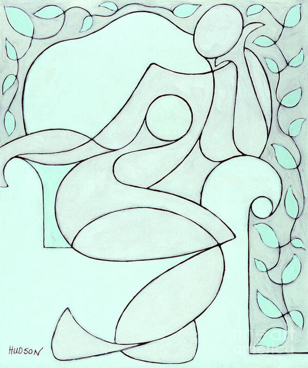 Abstract Poster featuring the painting abstract figure drawings - Nude with Lines and Vines by Sharon Hudson