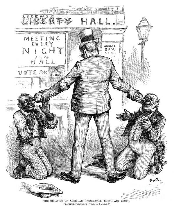 1885 Poster featuring the drawing Alcohol Cartoon, 1885 by Thomas Nast