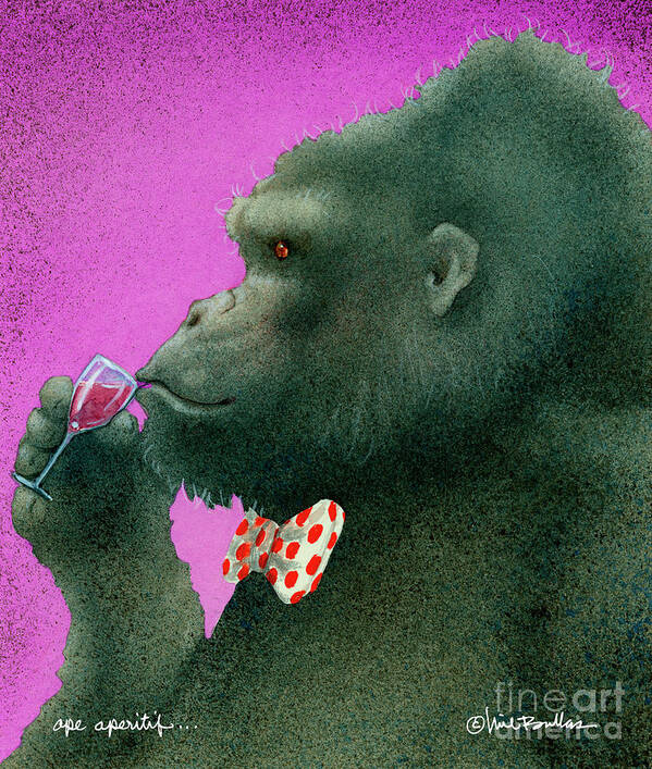 Gorilla Poster featuring the painting Ape Aperitif... by Will Bullas