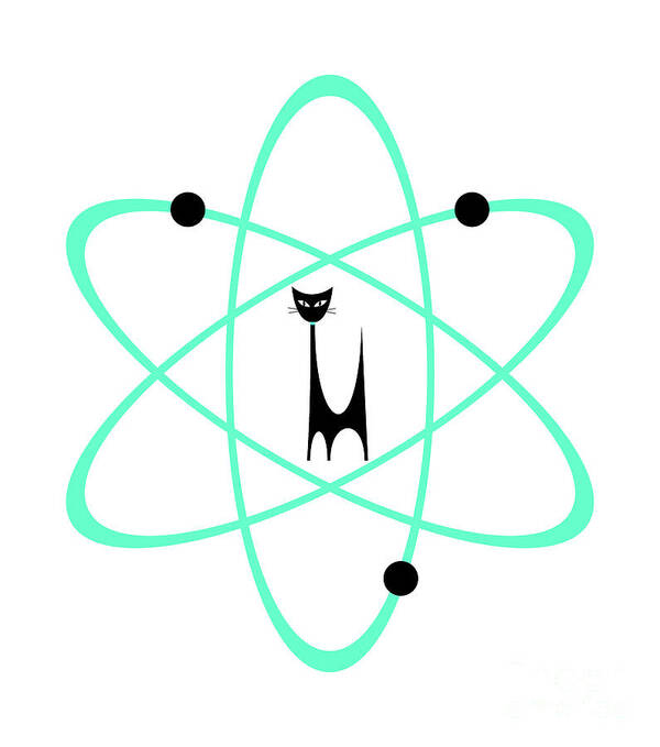 Atomic Cat Poster featuring the digital art Atom Cat in Green Transparent Background by Donna Mibus