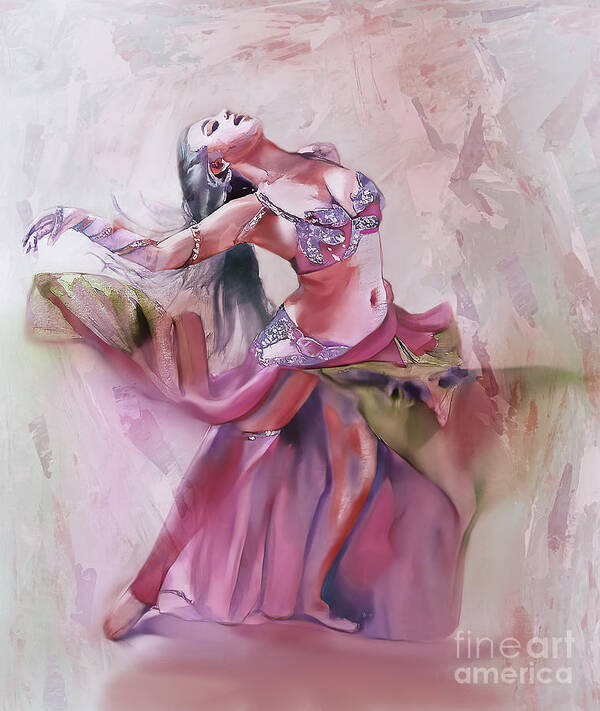 Bellydance Poster featuring the painting Belly Dancing kk23 by Gull G