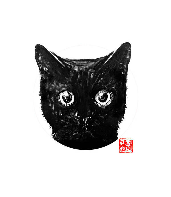 Cat Poster featuring the painting Black Cat by Pechane Sumie