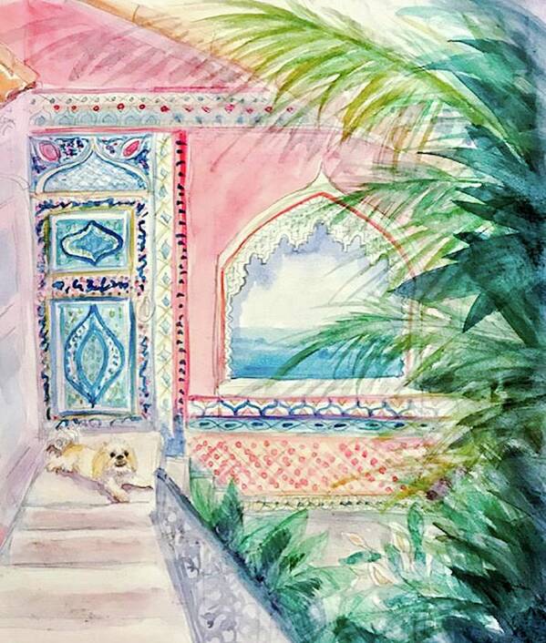 Watercolor Poster featuring the painting Bohemian Courtyard by Ashley Kujan