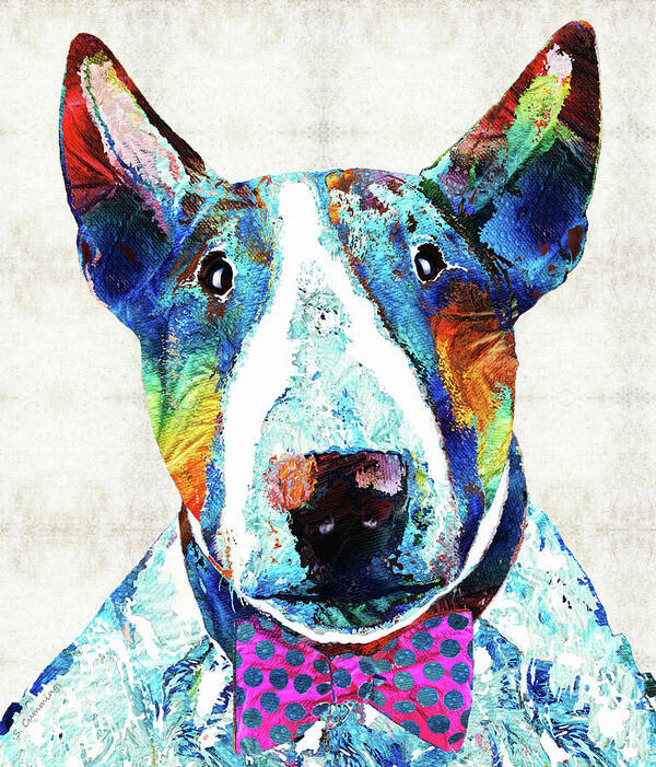 Bull Terrier Poster featuring the painting Bull Terrier Art - Party Animal - Sharon Cummings by Sharon Cummings