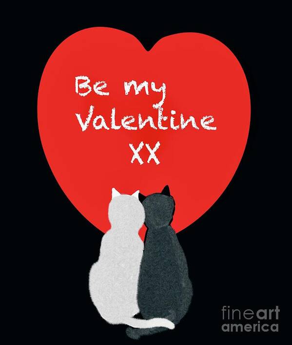 Two Cats Poster featuring the digital art Cat love by Elaine Hayward