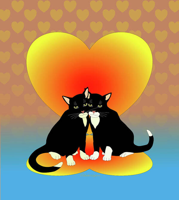 Cat Poster featuring the digital art Cat Love by Teresamarie Yawn