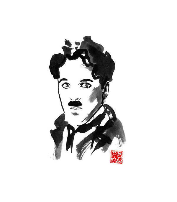 Charlie Chaplin Poster featuring the drawing Charlie by Pechane Sumie