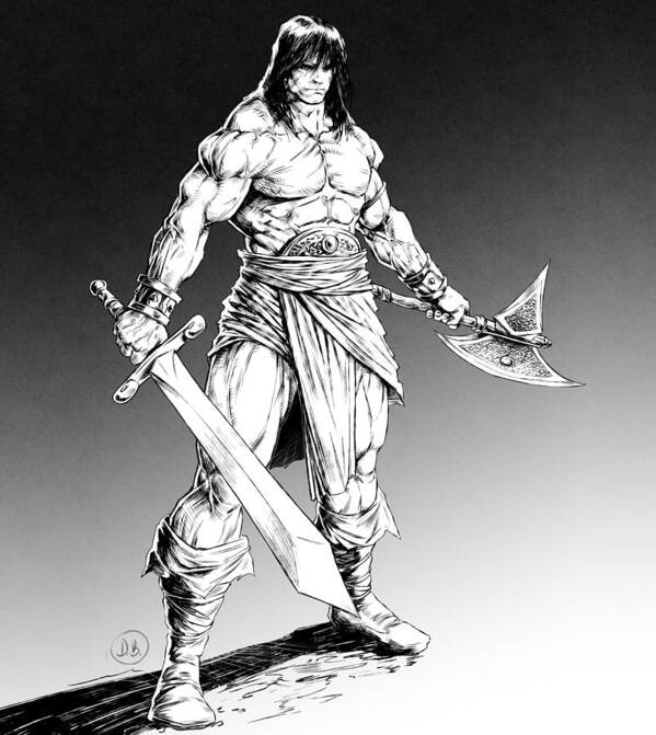 Conan Poster featuring the digital art CONAN THE BARBARIAN - ink by Darko Babovic