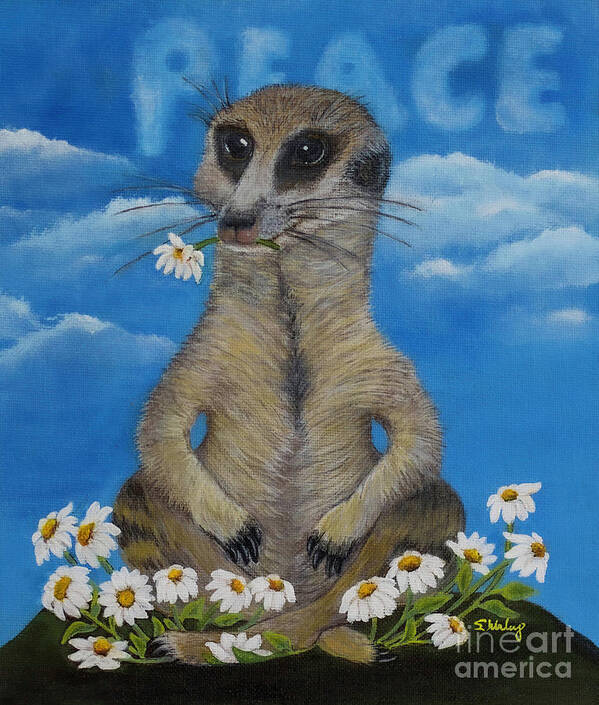 Meerkat Poster featuring the painting Cool-Kat by Shirley Dutchkowski