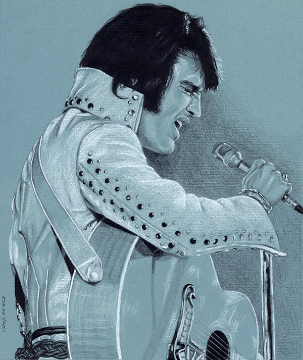 Elvis Poster featuring the drawing Elvis in Charcoal #292 by Rob De Vries