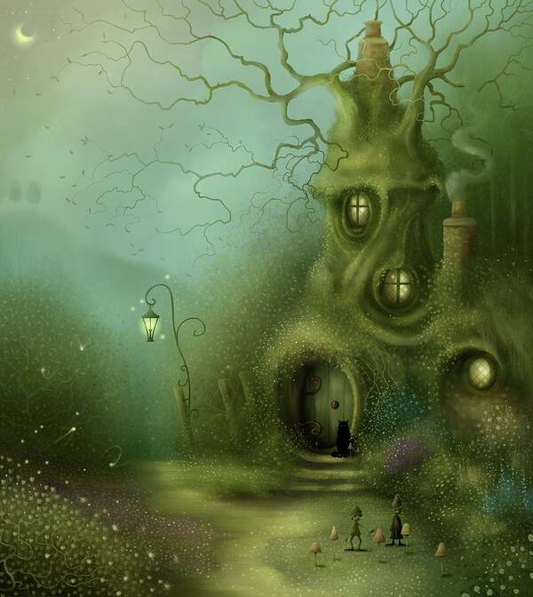 Fairies Poster featuring the painting Fairy Way Cottage by Joe Gilronan