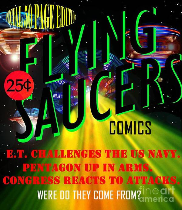 Flying Saucers Comics Poster featuring the mixed media Flying Saucers comics special edition 1950 by David Lee Thompson