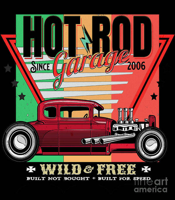 Hot Rod Garage Poster featuring the digital art Hot Rod Garage by DSE Graphics