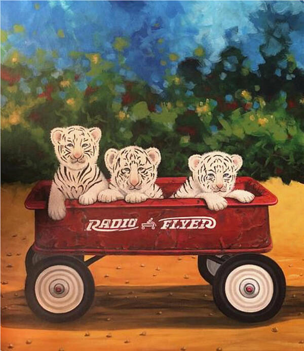 White Tigers Poster featuring the painting Just The Cat Wagon by Lance Headlee
