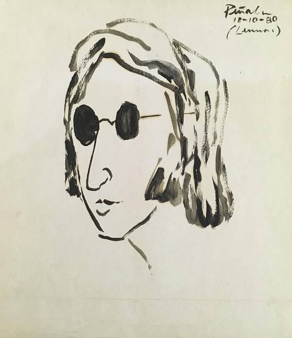 Ricardosart37 Poster featuring the painting Lennon 12-10-80 by Ricardo Penalver deceased