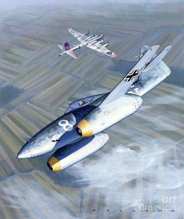 Aviation Poster featuring the painting Messerschmitt Me 262 Schwalbe by Jack Fellows