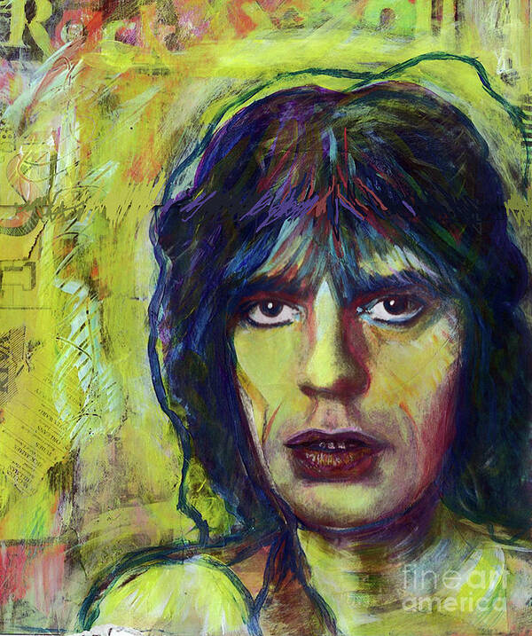  Poster featuring the mixed media Mick Tribute by Val Zee McCune