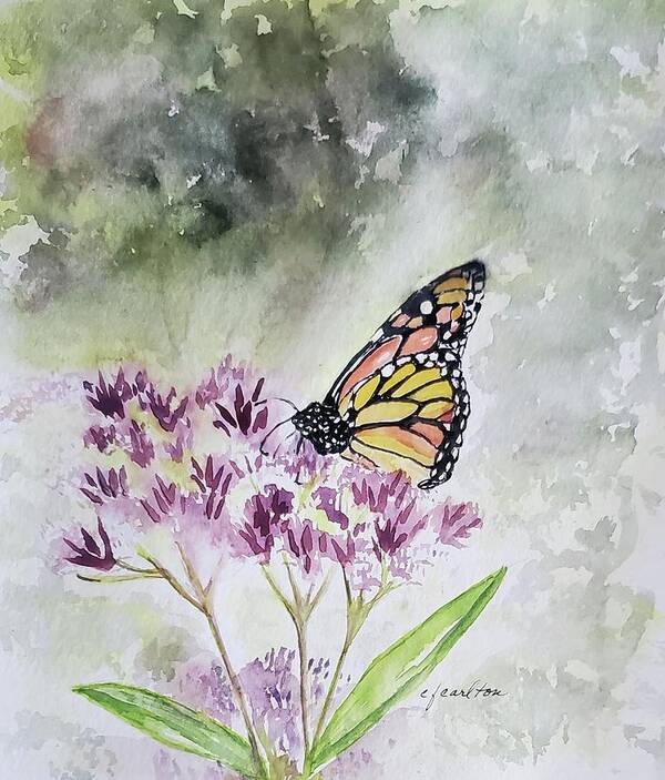 Monarch Poster featuring the painting Monarch on Purple by Claudette Carlton