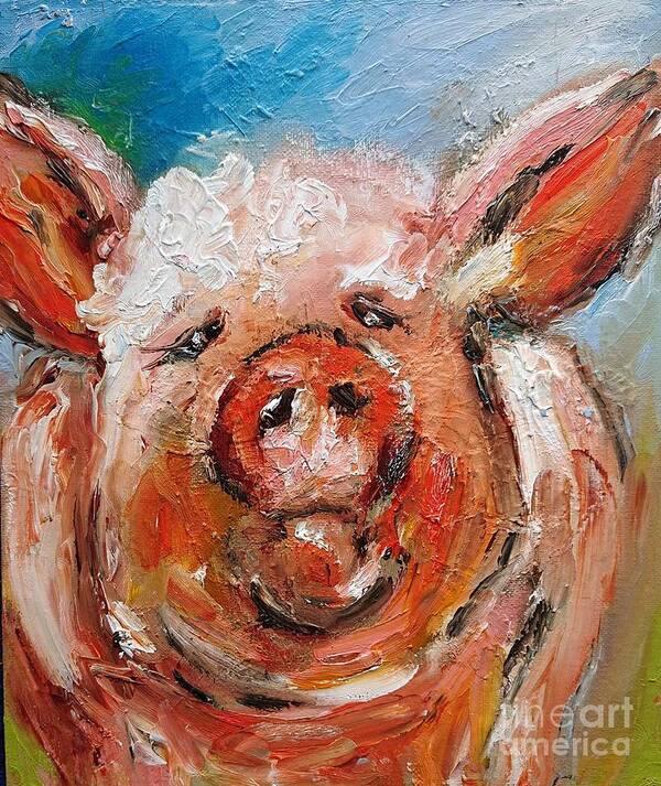 Galway Ireland Poster featuring the painting Painting of Galway pig by Mary Cahalan Lee - aka PIXI
