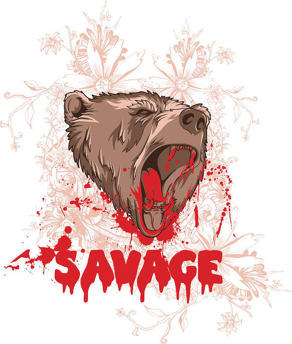 Animal Poster featuring the digital art Rampaging Bear Savage by Jacob Zelazny
