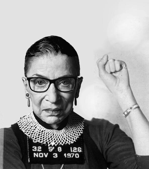 Ruth Bader Ginsburg Poster featuring the painting RBG Ruth Bader Ginsburg Jane Fonda Mug Shot by Tony Rubino