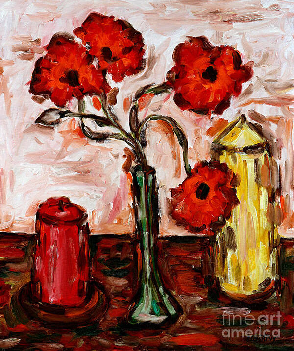 Candles Poster featuring the painting Candles And Flowers by Patrick J Murphy