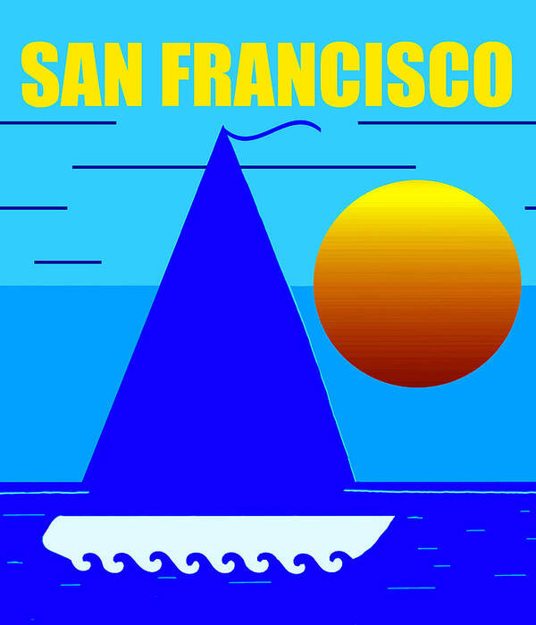 Sailing Poster featuring the mixed media San Francisco sailing by David Lee Thompson