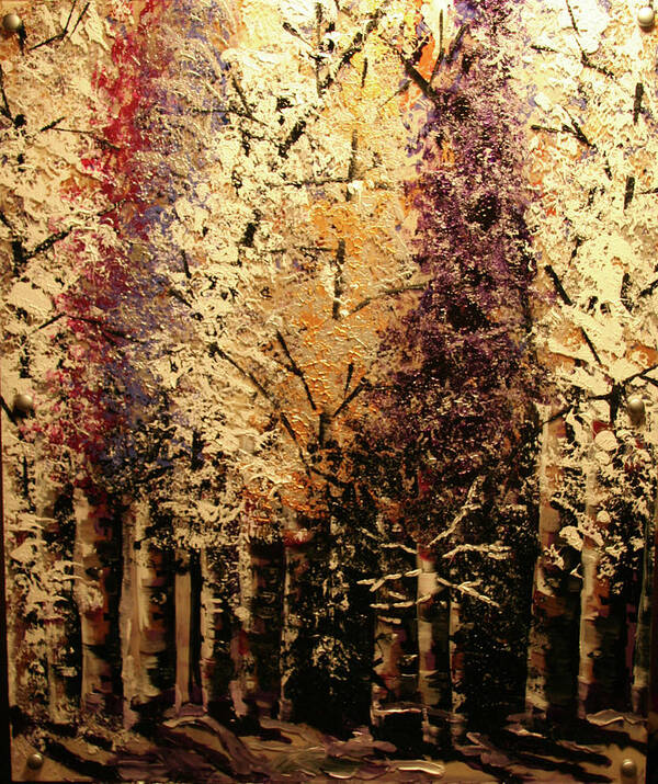 Snow Poster featuring the painting Snowy Aspen Woods by Marilyn Quigley