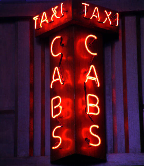 Neon Sign Poster featuring the photograph Taxi by RC DeWinter