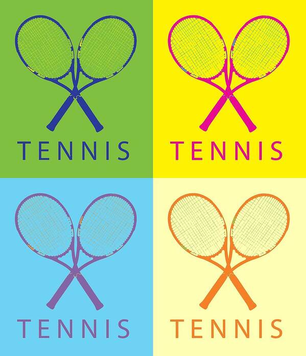 Tennis Pop Art Panels Poster featuring the digital art Tennis Pop Art Panels by Dan Sproul