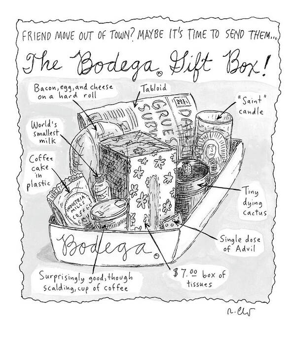 Captionless Poster featuring the drawing The Bodega Gift Box by Roz Chast