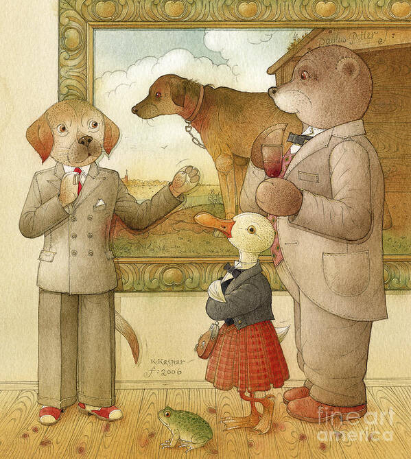 Crime Detective Investigation Picture Party Dinner Dog Animals Bear Duck Frog Evening Poster featuring the drawing The Missing Picture16 by Kestutis Kasparavicius