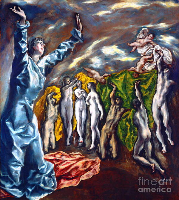 The Vision Of Saint John Poster featuring the painting The Vision of Saint John or The Opening of the Fifth Seal by El Greco